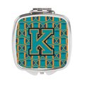 Carolines Treasures Letter K Football Aqua, Orange and Marine Blue Compact Mirror CJ1063-KSCM